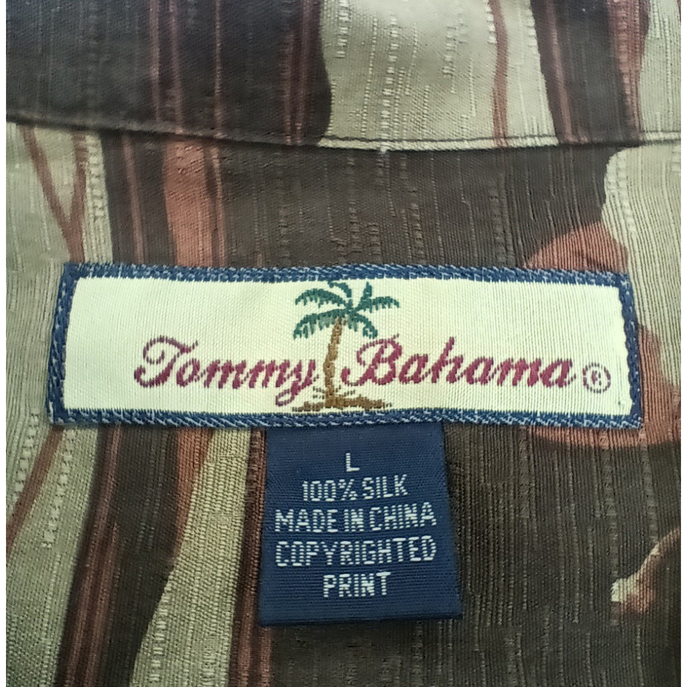 Tommy Bahama Men's Large Camp Shirt Hawaiian Brown Silk Floral Beach Relax EUC - Picture 7 of 9